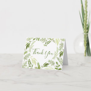 Carte De Remerciements Watercolor Foliage Heart Botanical Thank You Card