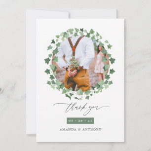 Carte De Remerciements Watercolor Forest Greenery Mariage Photo Collage