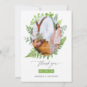 Carte De Remerciements Watercolor Forest Woodland Mariage de verdure