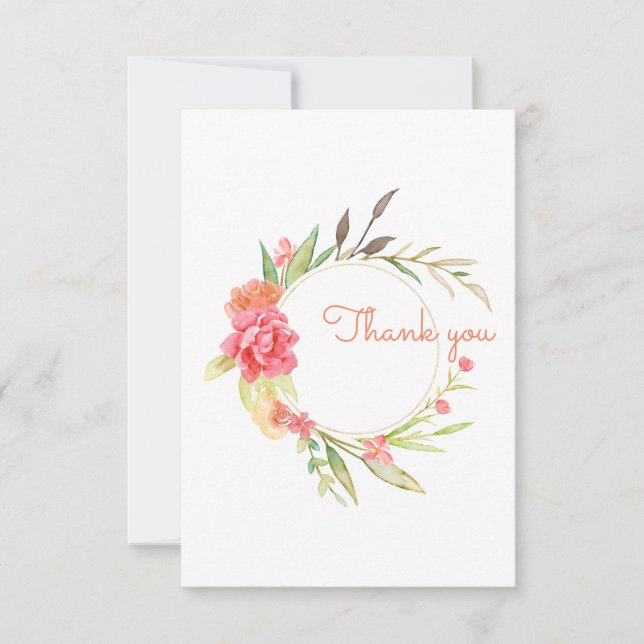 Carte De Remerciements Watercolor Garden Wreath (Devant)