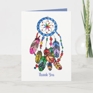 Carte De Remerciements Watercolor gorgeous rainbow dream catcher