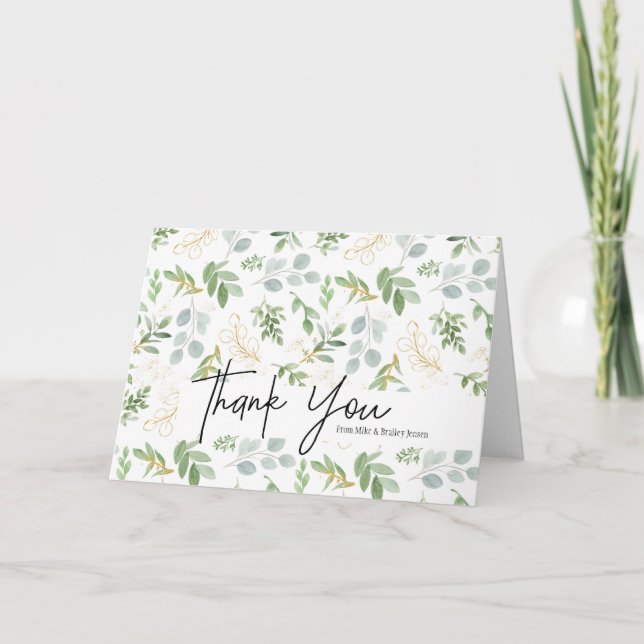 Carte De Remerciements Watercolor Greenery Personalized Thank You Card (Devant)