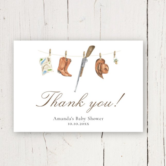 Carte De Remerciements Watercolor Hunter Baby Shower Thank you (Créateur téléchargé)