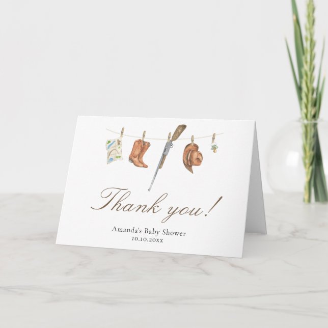 Carte De Remerciements Watercolor Hunter Baby Shower Thank you (Devant)