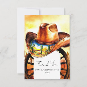 Carte De Remerciements Watercolor Little Rodeo Cowboy Baby shower