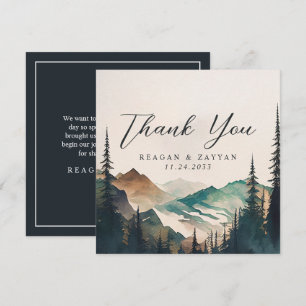 Carte De Remerciements Watercolor Mountains Pine Forest Mariage