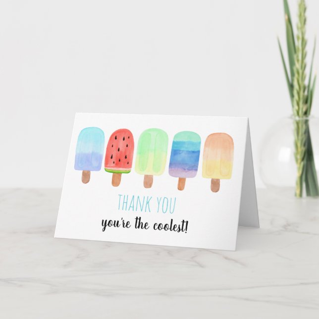 Carte De Remerciements Watercolor Popsicle Blue Boy Anniversaire (Devant)