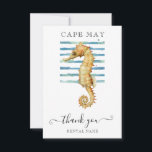 CARTE DE REMERCIEMENTS WATERCOLOR SEAHORSE, VILLE DE PLAGE, CAP<br><div class="desc">Avez-vous une maison de plage ? Peut-être même un AIRBNB sur le rivage ? Cette belle aquarelle art d'un hippocampe et le nom de votre location Merci note.</div>