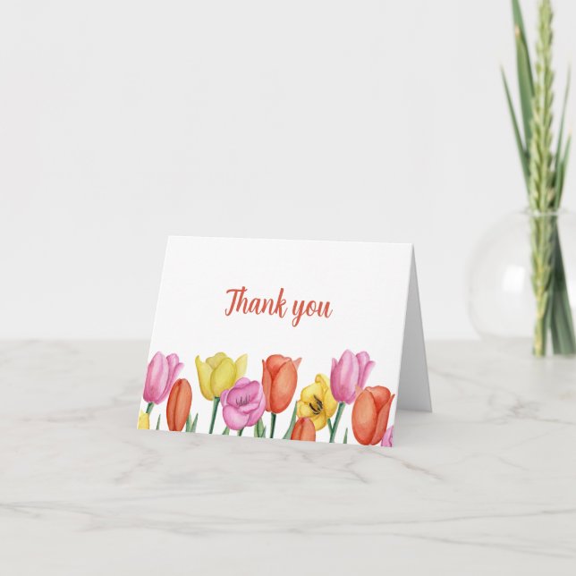 Carte De Remerciements Watercolor Tulip Thank You Note (Devant)