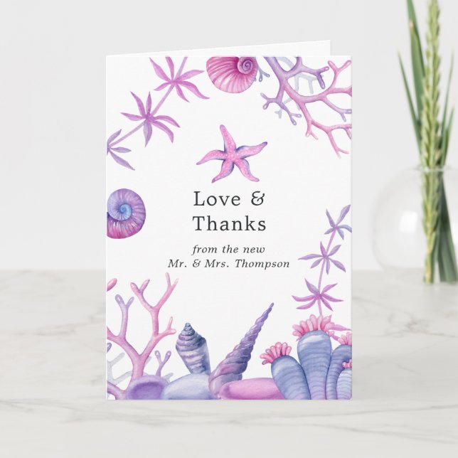 Carte De Remerciements Watercolor Under the Sea Wedding Photo (Devant)