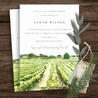 Carte De Remerciements Watercolor Winery Vineyard Fête des mariées Invita