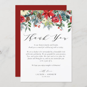Carte De Remerciements Watercolor Winter Blooms Garland Mariage