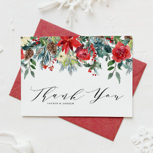 Carte De Remerciements Watercolor Winter Blooms Garland Mariage botanique