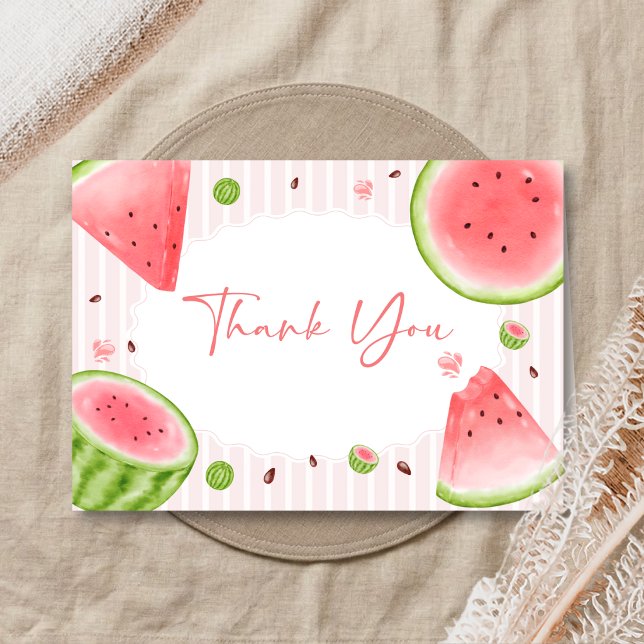 Carte De Remerciements Watermelon Baby Shower (Sweet Little Girl Watermelon Baby Shower Thank You Card)