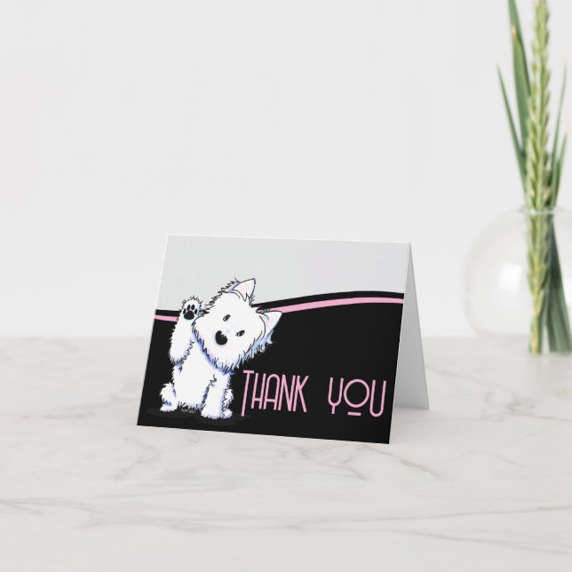 Carte De Remerciements Waving Westie (Devant)