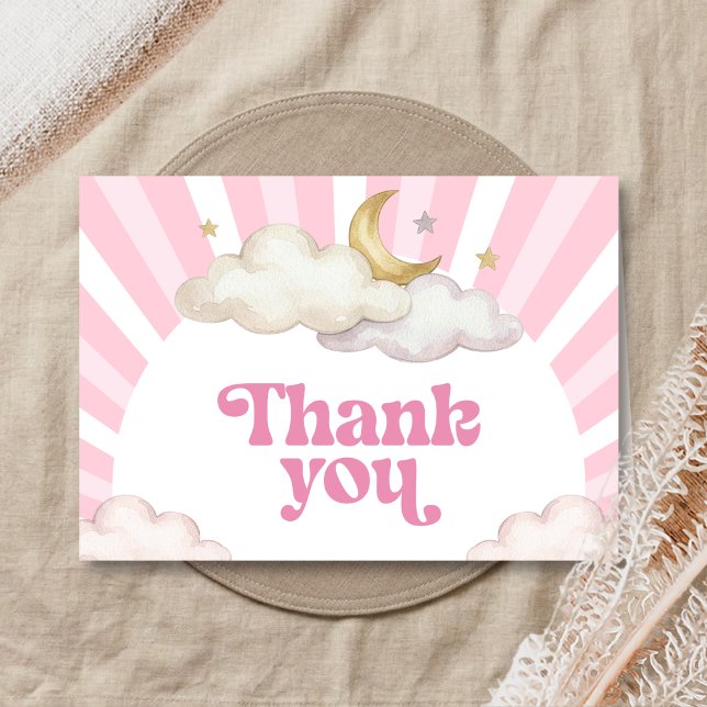 Carte De Remerciements We are Over the Moon Baby Shower (Over the Moon Baby Shower Thank You Card)