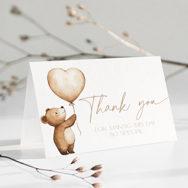 Carte De Remerciements We Can Bearly Wait Baby Shower Beige Thank You (We can bearly wait thank you card)