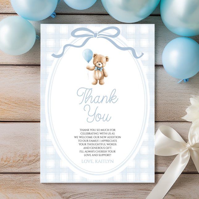 Carte De Remerciements We Can Bearly Wait Blue Teddy Bear Baby Shower (Créateur téléchargé)