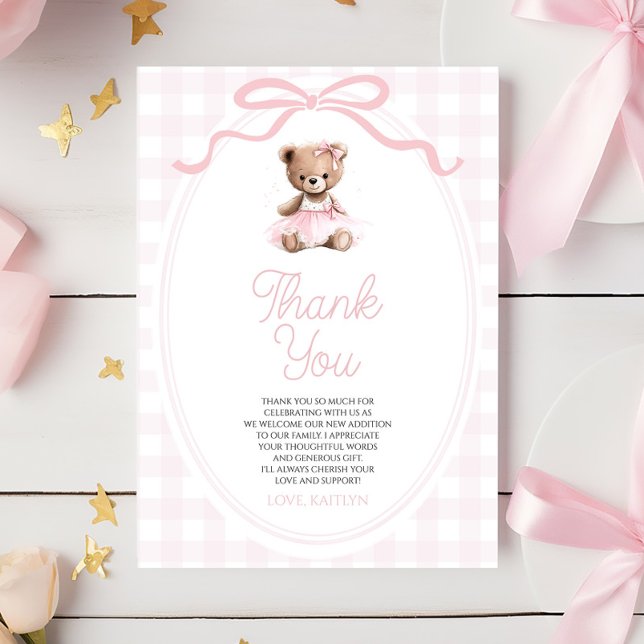 Carte De Remerciements We Can Bearly Wait Pink Teddy Bear Baby Shower (Créateur téléchargé)