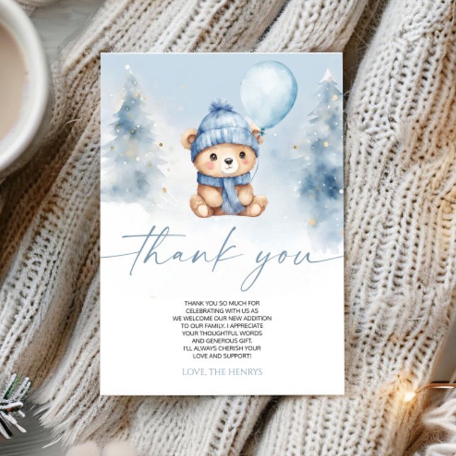 Carte De Remerciements We Can Bearly Wait Winter Teddy Bear Baby Shower (Créateur téléchargé)