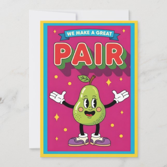 Carte De Remerciements We Make a Great Pair fun fruit lover kawaii pear (Devant)