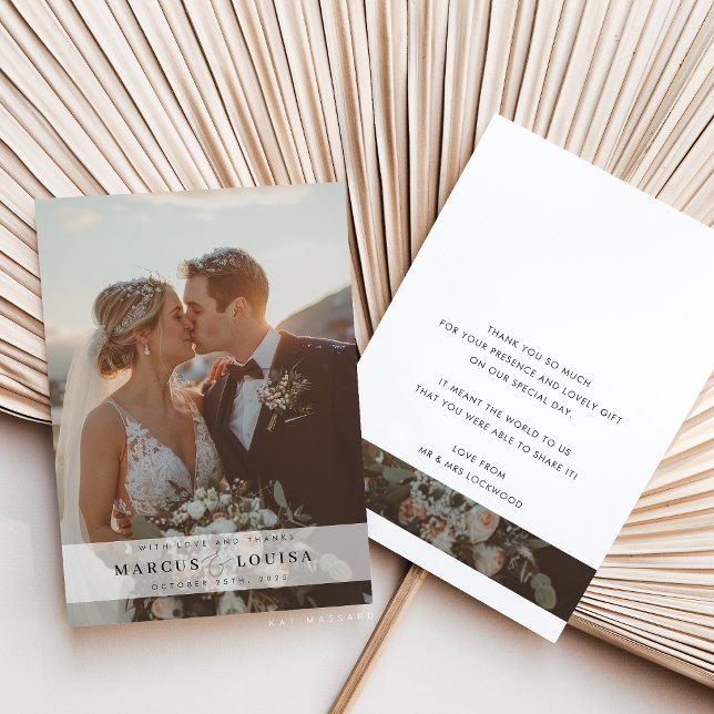 Carte De Remerciements WEDDING PHOTO modern elegant chic ampersand white (Créateur téléchargé)