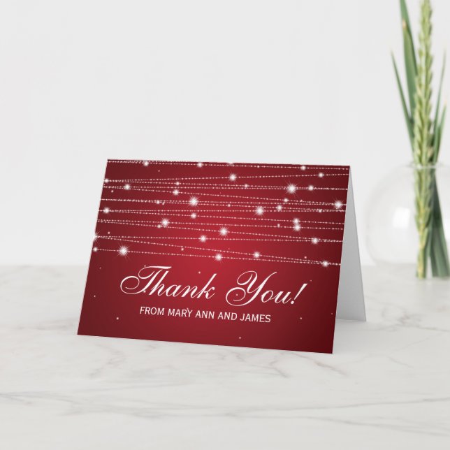Carte De Remerciements Wedding "Thank you" Sparkling Lines (Devant)