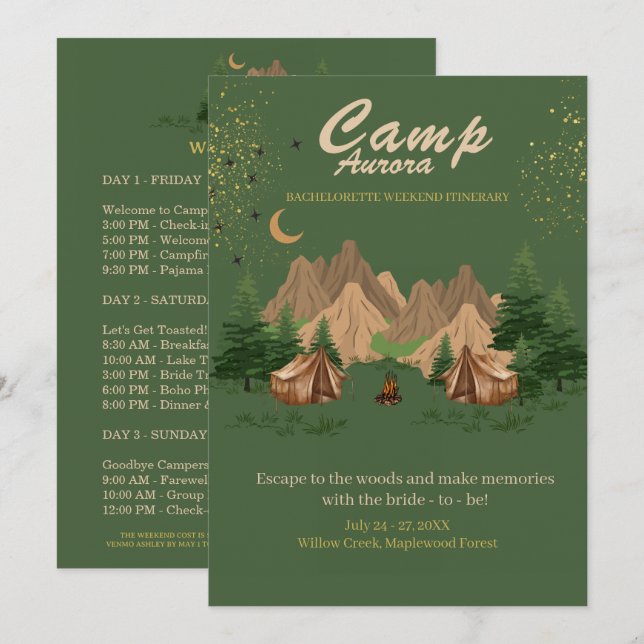 Carte De Remerciements Week-end d'aventure en camp de célibataire (Devant / Derrière)