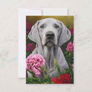 Carte De Remerciements Weimaraner 3 x 5 Plat Thank-You Card (Vierge)