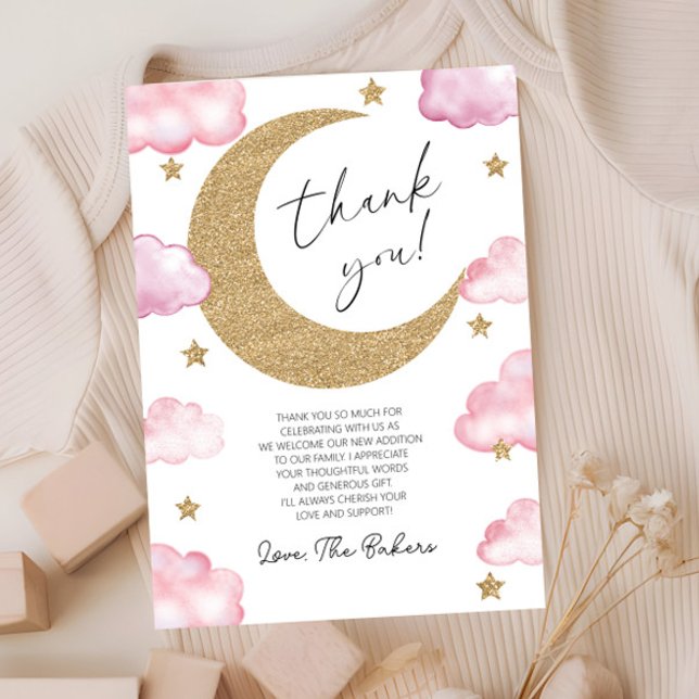 Carte De Remerciements We're Over The Moon Boho Celestial Baby Shower (Créateur téléchargé)