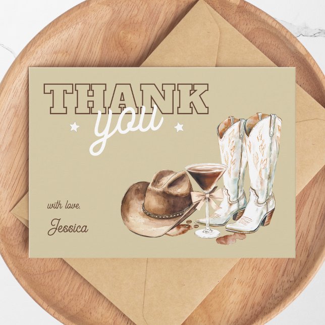 Carte De Remerciements Western Cowgirl Beige Dirty Thirty 30th Birthday (Western Cowgirl Beige Dirty Thirty 30th Birthday Thank You Card)