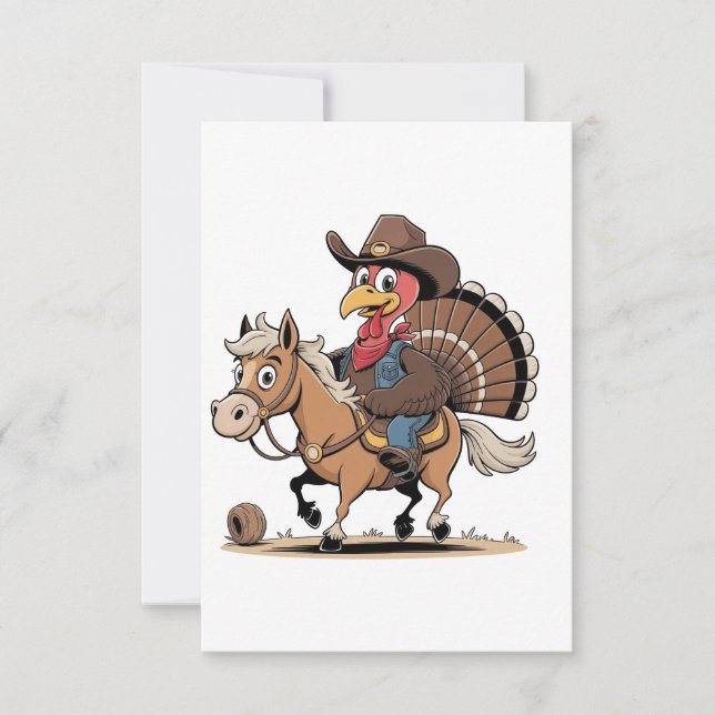 Carte De Remerciements Western Cuisiné Turquie Thankgiving Cowboy Cowgirl (Devant)