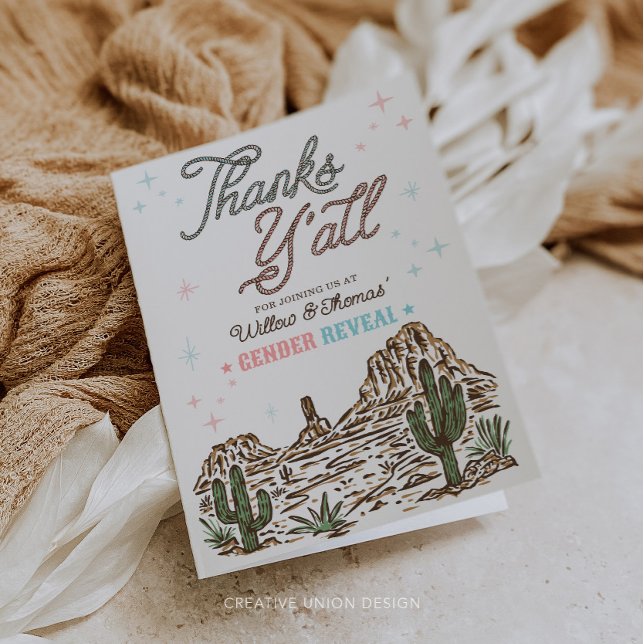 Carte De Remerciements Western Genre Reveillez Cowboy ou Cowgirl (Créateur téléchargé)