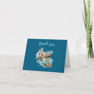 Carte De Remerciements Western Horse Birthday Thank You Card – Navy