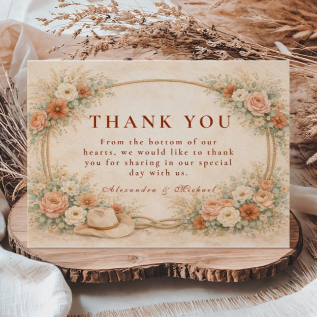 Carte De Remerciements Western Ranch Romance Wedding (Créateur téléchargé)