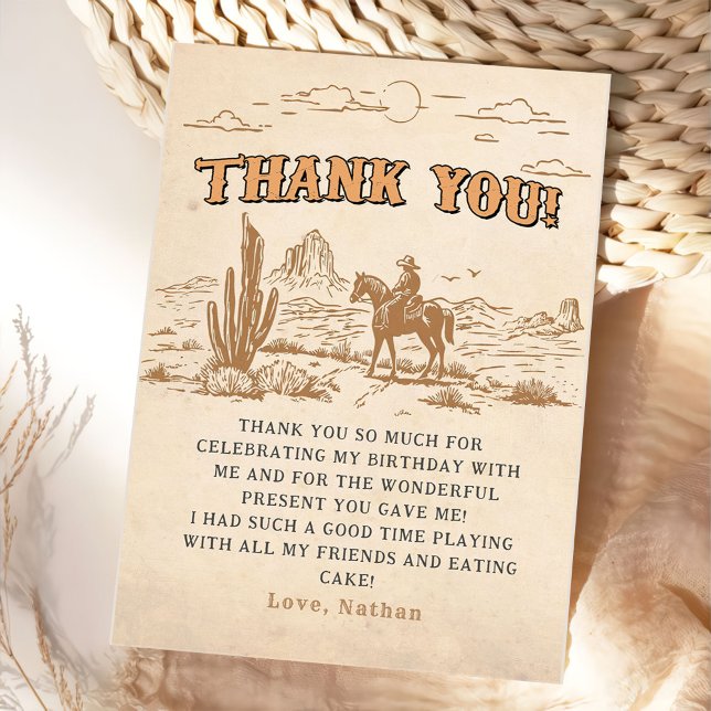 Carte De Remerciements Western Vintage Rodeo Cowboy (Créateur téléchargé)