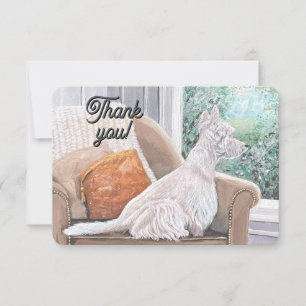 Carte De Remerciements Westie regardant par une fenêtre