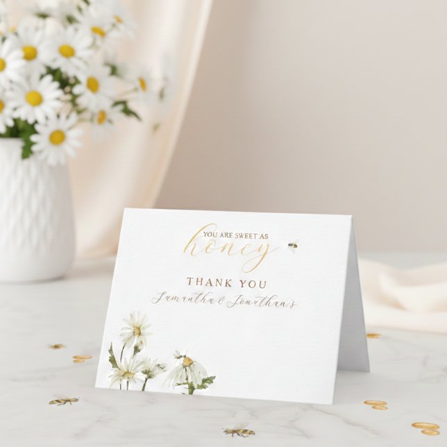 Carte De Remerciements What Will Baby Be Gender Reveal (Sweet as Honey Gender Reveal Thank You Card)
