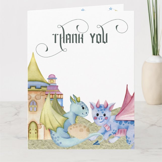 Carte De Remerciements Whimsal Fairytale Baby shower Dragon (Devant)