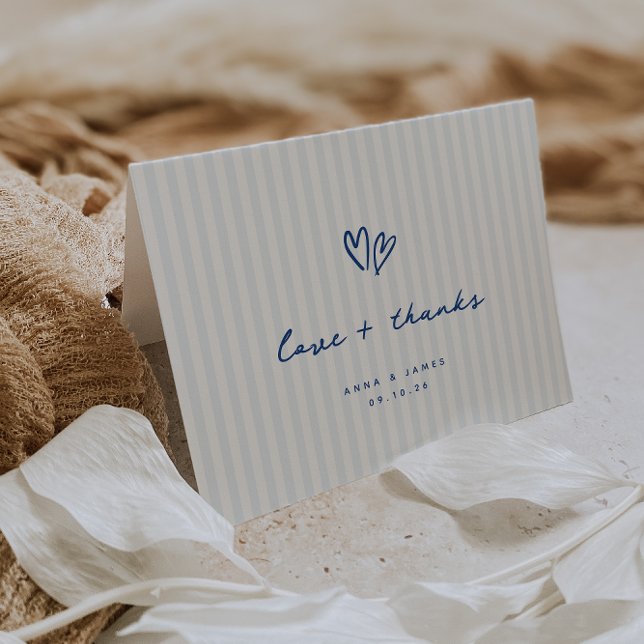 Carte De Remerciements Whimsical Blue Hearts Photo Mariage (Créateur téléchargé)