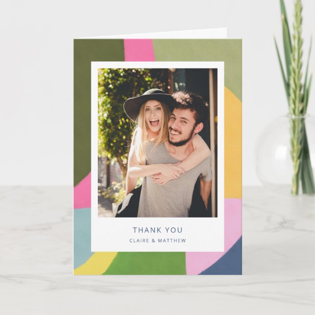 Carte De Remerciements Whimsical Colorful Abstract Photo Couple  (Devant)