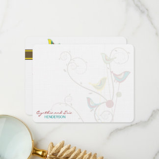 Carte De Remerciements Whimsical Colorful Mariage d'été Oiseaux et tourbi