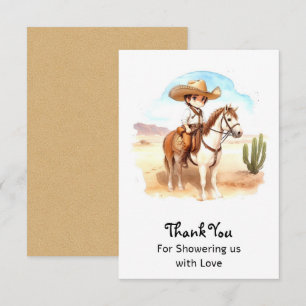 Carte De Remerciements Whimsical Cowboy Baby shower d'aventure