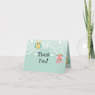Carte De Remerciements Whimsical Cute Fun Swirl Owl Owls Baby Thank You
