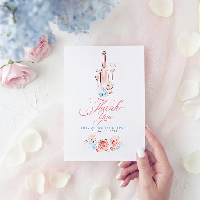 Carte De Remerciements Whimsical Hand Drawn Quirky Cute Small Thank You  (Dusty Blue and Pink Whimsical Thank You Cards)