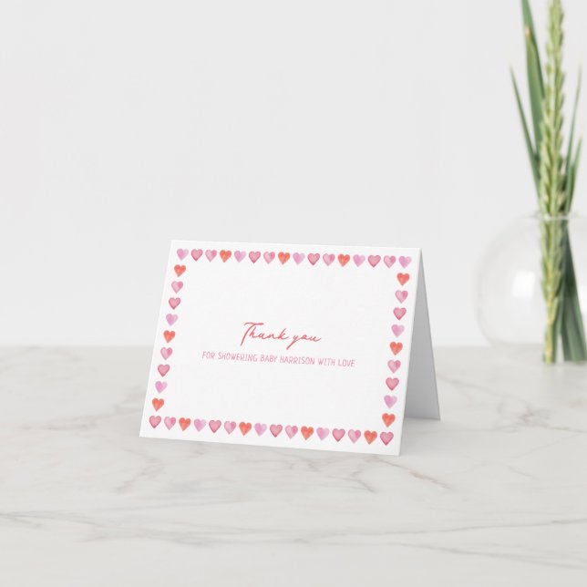 Carte De Remerciements Whimsical Hearts Baby Shower  (Devant)
