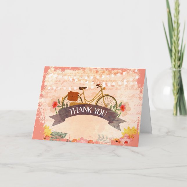 Carte De Remerciements Whimsical Hipster Bicycle Floral Thank You Card (Devant)