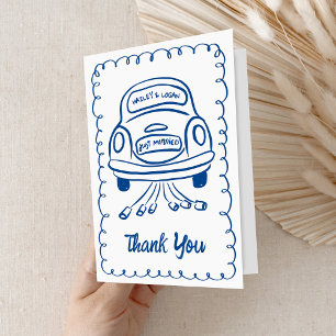 Carte De Remerciements Whimsical Illustrated Voiture dessinée à la main M