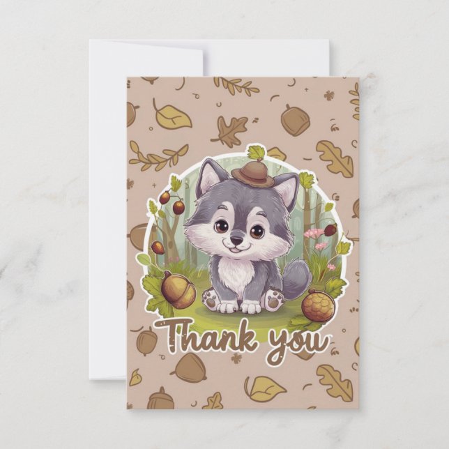 Carte De Remerciements Whimsical Joli Loup (Devant)