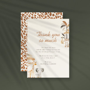 Carte De Remerciements Whimsical Jungle Safari Animaux Baby shower Garçon